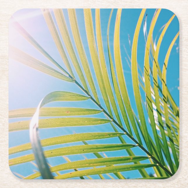 Positive Vibes Palm Tree Leaf Coaster (Front)