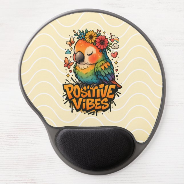 “Positive Vibes” Parrot Gel Mouse Pad (Front)