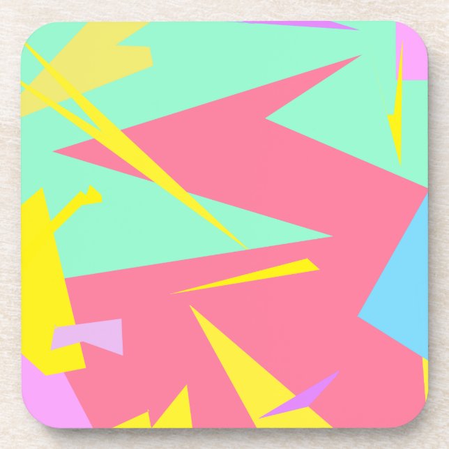 Positive Vibes Pastel Colours Abstract Beverage Coaster (Front)