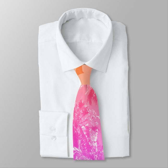 Positive Vibes Pastel Colours Palm Trees Tie (Tied)