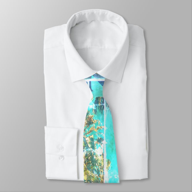 Positive Vibes Pastel Colours Palm Trees Tie (Tied)