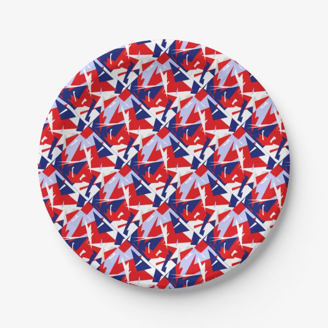 Positive Vibes Red Blue White Paper Plates (Front)