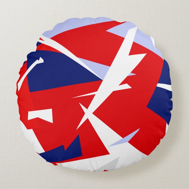 Positive Vibes Red Blue White Round Pillow (Front)
