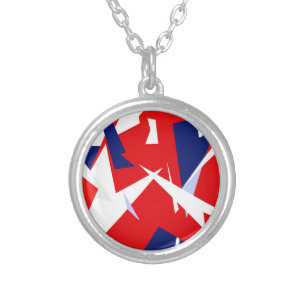Positive Vibes Red Blue White Silver Plated Necklace