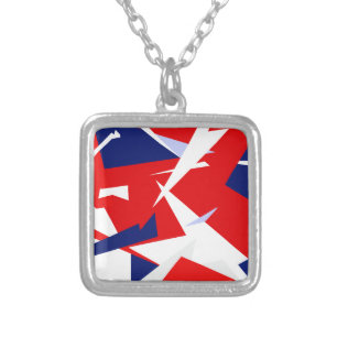 Positive Vibes Red Blue White Silver Plated Necklace