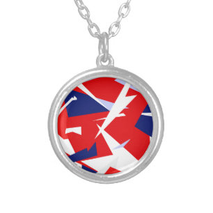 Positive Vibes Red Blue White Silver Plated Necklace