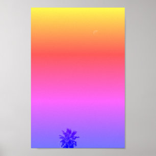 Positive Vibes Tropical Palm Tree Moon Minimalism Poster