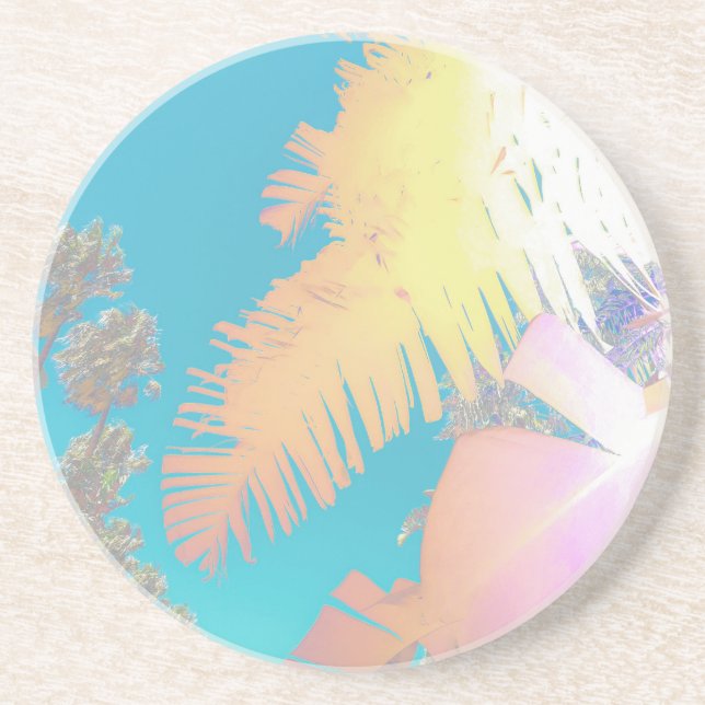 Positive Vibes Tropical Palm Trees Coaster (Front)