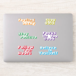 Positive Vibrant Cute Retro Typography Custom Cut Sticker