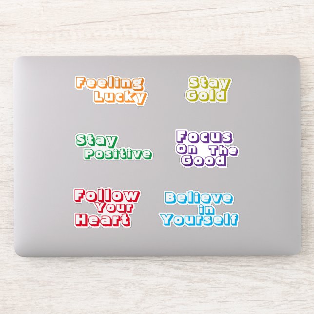 Positive Vibrant Cute Retro Typography Custom Cut Sticker (Computer)