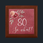 Positive Watercolor Roses Floral 80th Birthday Gift Box<br><div class="desc">Positive Watercolor Roses Floral 80th Birthday with Quote 80 so what gift box. Motivational and positive gift for a woman. The design features a positive and funny quote 80 so what in modern script and beautiful watercolor roses and twigs on a red leather print. The box is a great gift...</div>
