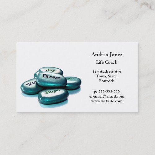 Positive word stones life coach business card