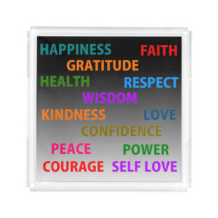Positive words acrylic tray