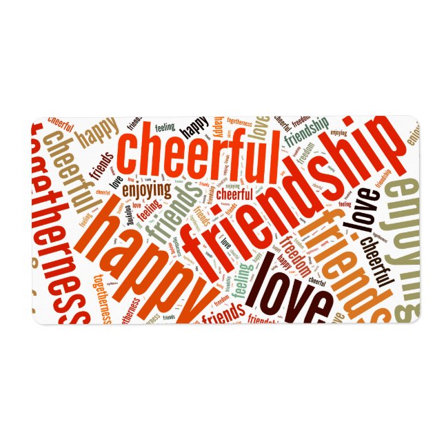 Positive words design label (Front)