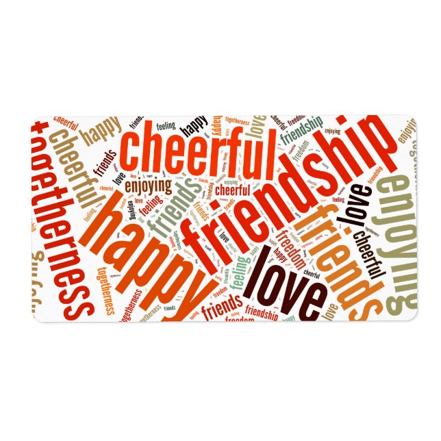 Positive words design label (Front)