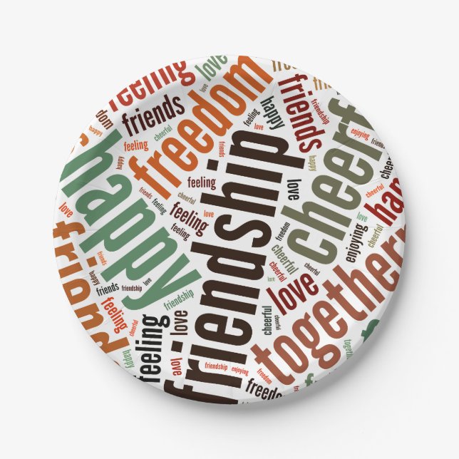 Positive words design paper plates (Front)