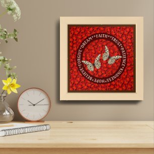 Positive Words Fall Leaves Inspirational Framed  Art