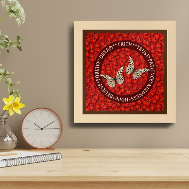 Positive Words Fall Leaves Inspirational Framed  Art (Table Top)