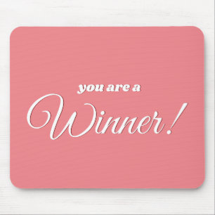 Positive Words Quote in Coral Pink and White Mouse Pad