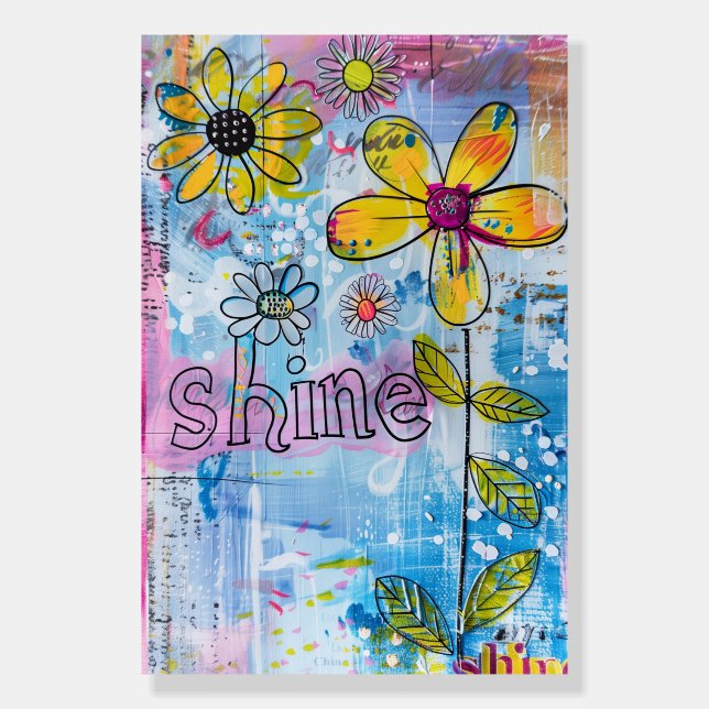 *~* Positive Words SHINE a Doodle Floral Foam Board (Front)