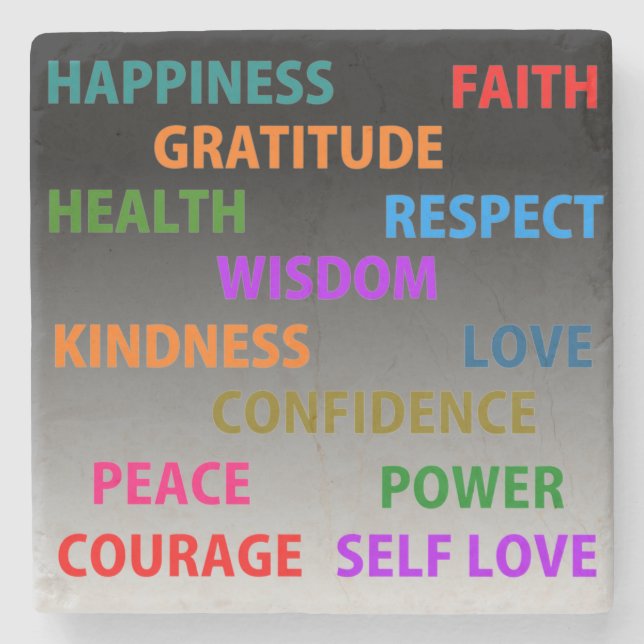Positive words stone coaster (Front)