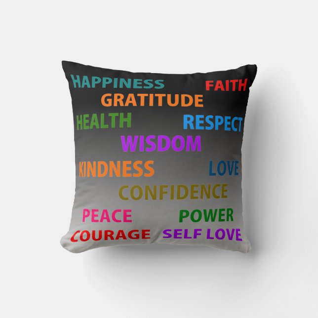 Positive words throw pillow (Front)