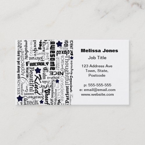 Positive words typography business card