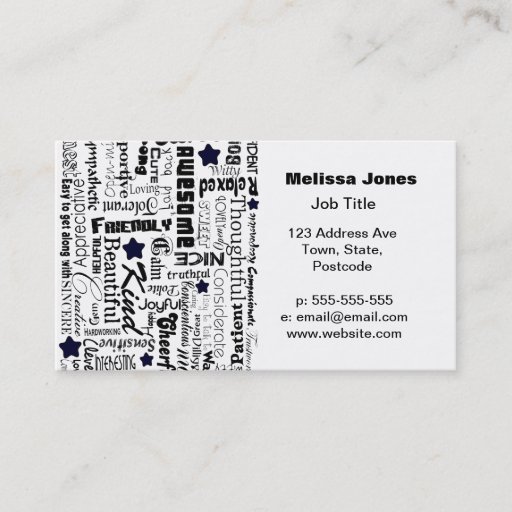 Customizable Positive words typography business card template