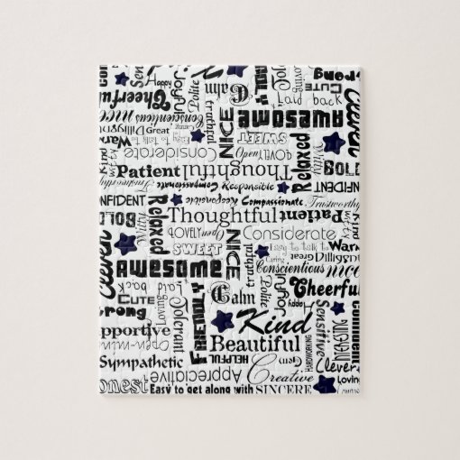 Positive words typography jigsaw puzzle | Zazzle