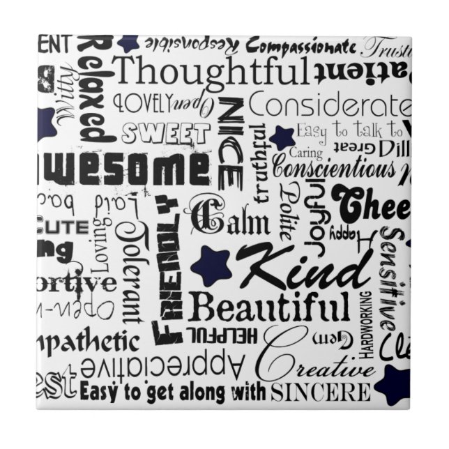 Positive words typography tile (Front)