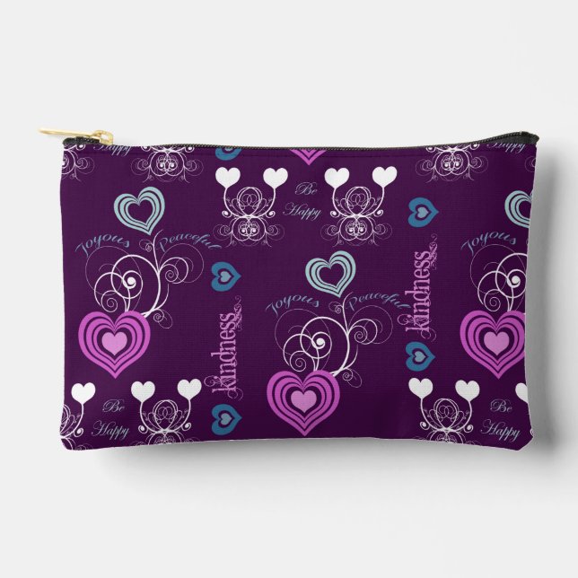Positive Words with Hearts Accessory Pouch (Front)