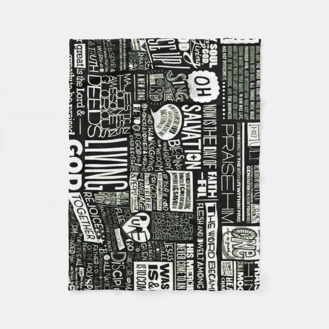 Positive Worship Sayings Collage Fleece Blanket (Front)