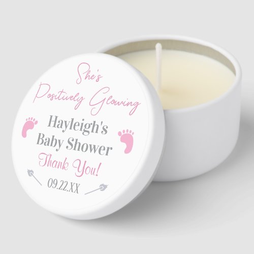 Positively Glowing Baby Shower Pink Footprints