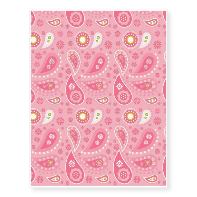 Positively Pink Paisley Temporary Tattoos (Front)