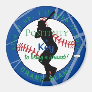 Positivity Baseball  Magnet Light Blue HAMbyWG