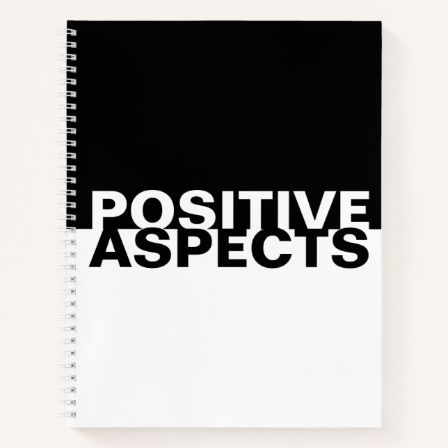 Positivity Black White Minimalist Gratitude Notebook (Front)
