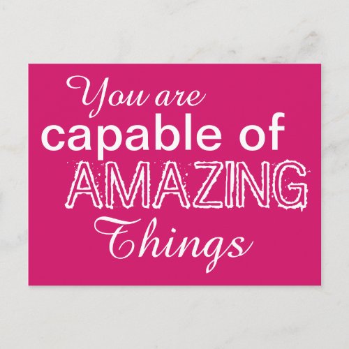 Positivity Capable of Amazing Things White Pink Postcard
