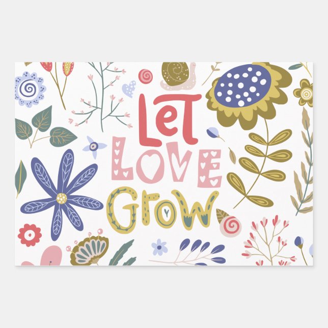 Positivity Floral Assortment Wrapping Paper Sheets (Front)