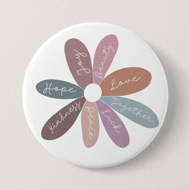 Positivity Happiness Daisy Daily Affirmations Cute Button (Front)