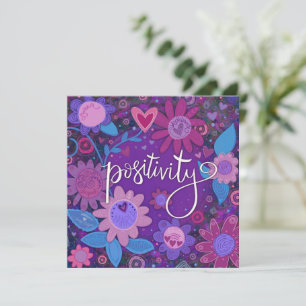 Positivity Inspiring Heart Floral Pretty Purple Holiday Card