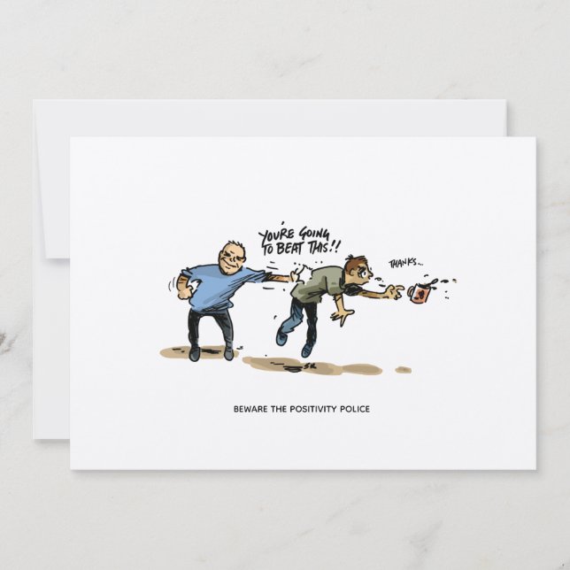 Positivity Police Funny Cancer Cartoon Card (Front)