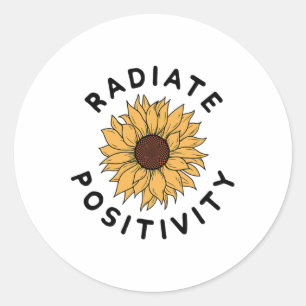 Positivity Sunflower Positive Message Human Kindne Classic Round Sticker