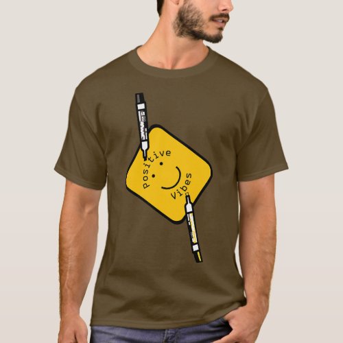 Positivity Vibes Smiley Face Sign with Marker Pens T_Shirt