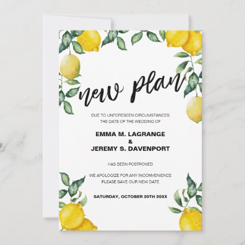 Posponed wedding date lemon new plan announcement