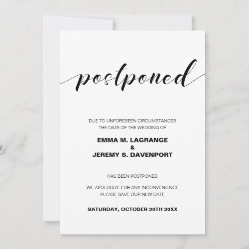 Posponed wedding date new date announcement