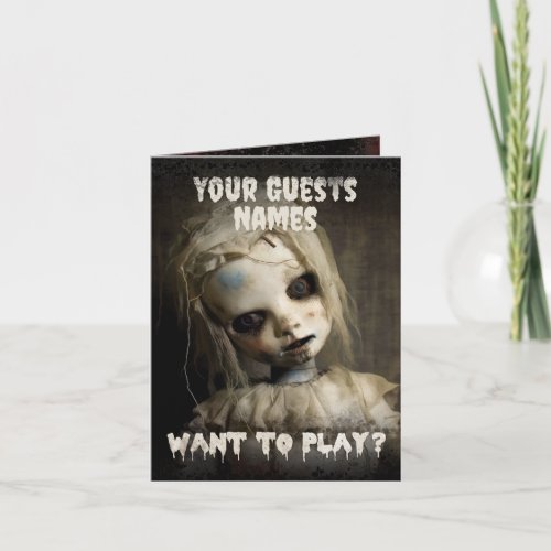 Possessed Doll Adult Halloween Invitation