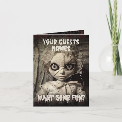 Possessed Doll Adult Halloween Invitation