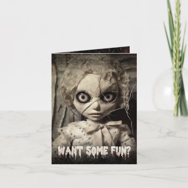 Possessed Doll Adult Halloween Invitation (Front)