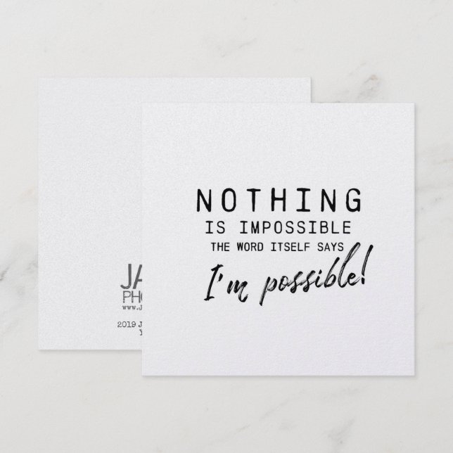 POSSIBILITIES 5.25 x 5.25 card (Front/Back)