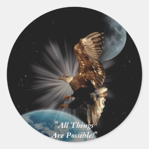 "POSSIBILITIES" Bald Eagle Motivational Gifts Classic Round Sticker